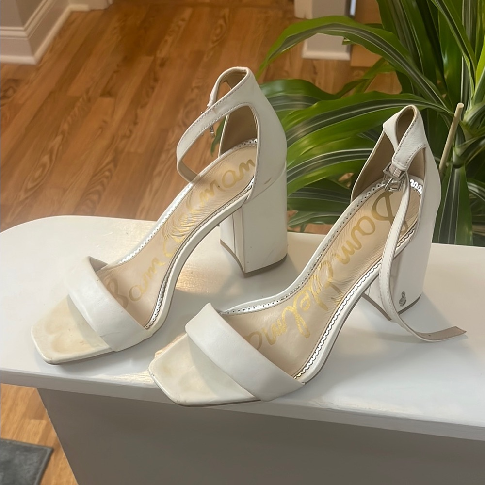 Sam Edelman White Block Heel Sandals